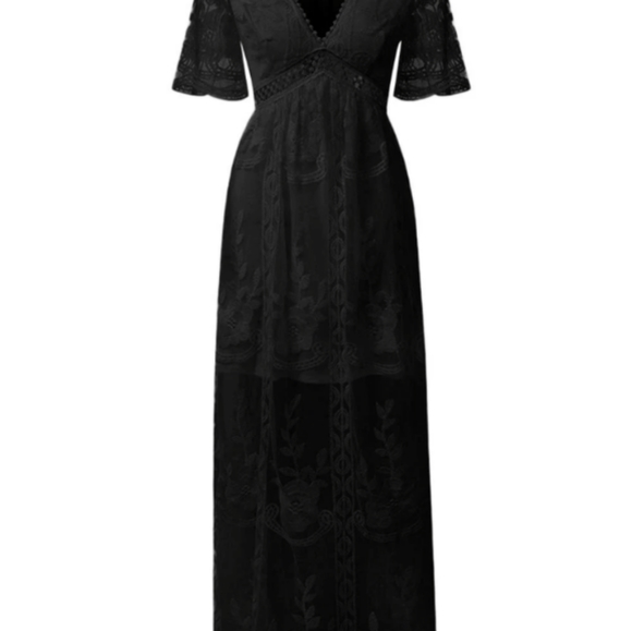 Lace Maxi Dress, Black XL - Picture 3 of 9